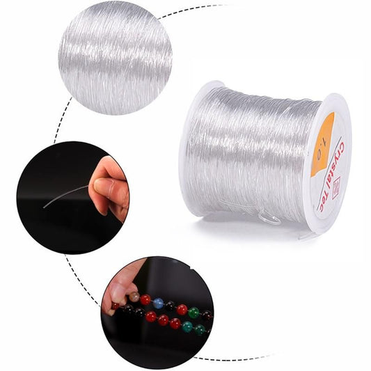 100m Elastic Thread for Jewelry Making, 0.8mm Large Roll Transparent
