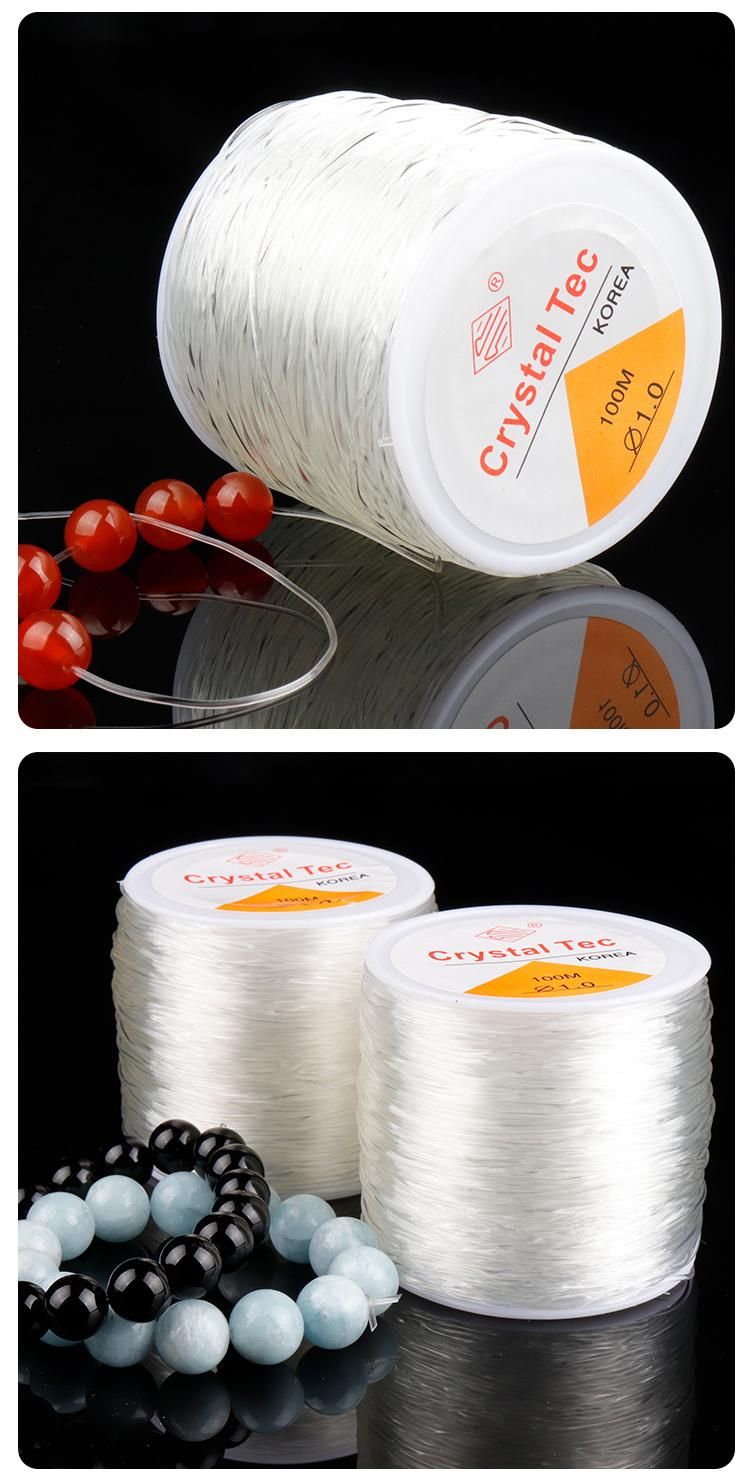 100m Elastic Thread for Jewelry Making, 0.8mm Large Roll Transparent
