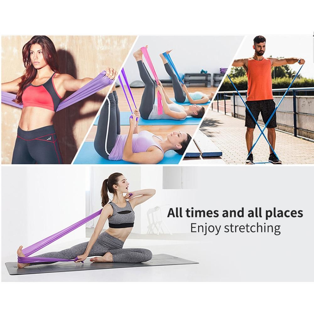5 pcs Resistance Band, TPE Yoga Exercise Band for Rehab, Pink, One Size