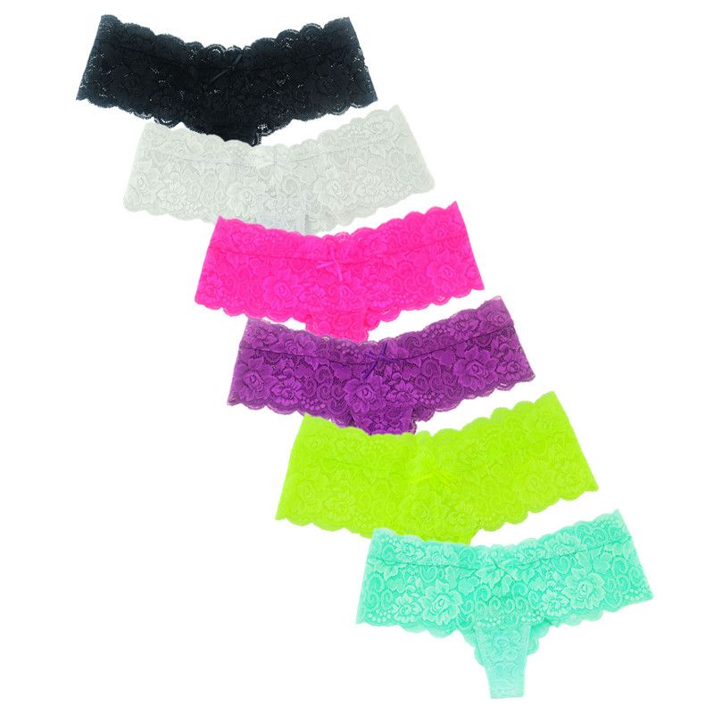6-pack Half-string Lace Panties, 6 Colors