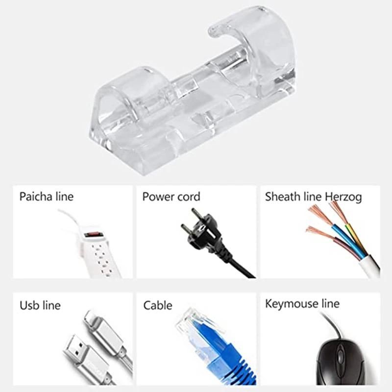 20-Pack Small Transparent Cable Clips, Self-Adhesive Cable Holder