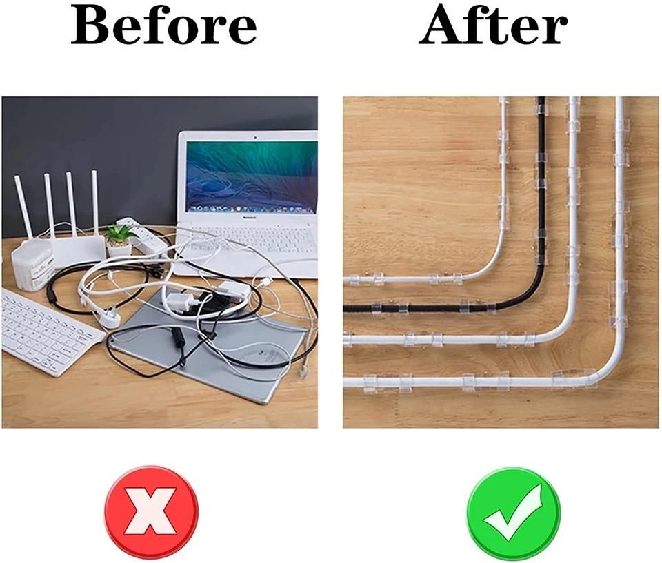 20-Pack Small Transparent Cable Clips, Self-Adhesive Cable Holder