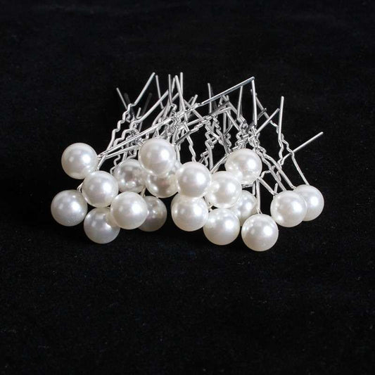 20 Pcs Wedding Hairpins with Pearls in White