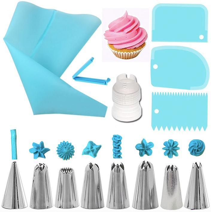 Blue Tulle Set with Liquor Bag, Liquor Tweezers, and Dough Scraper, 14 Pieces