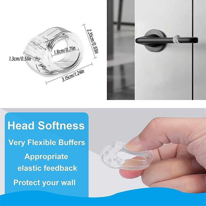 8-Pack Clear Door Handle Stops, 1.57\