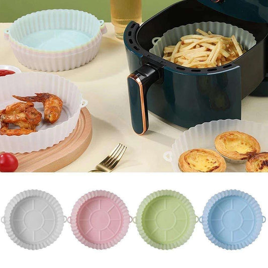 2-Pack Air Fryer Silicone Pot and Oven Baking Tray, Green, Compatible with Most Air Fryers