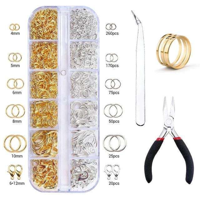 Jewelry Making Kit with Pliers, Wire and Rings - DIY Silver Gold Craft Supplies