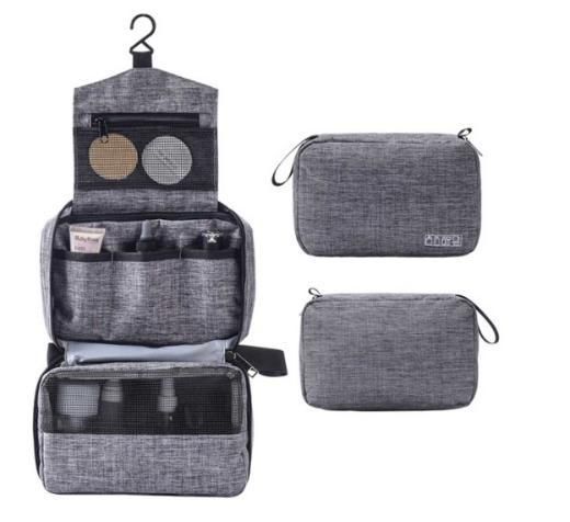 Travel Toiletry Bag Grey Spacious Hanging, Perfect for Travel