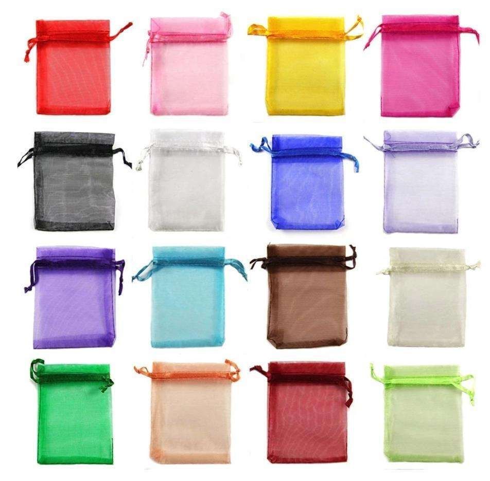 100pcs Organza Bags, 9x7cm - Hand-Sewn Multicolor Gift Bags for Wedding Party Favors