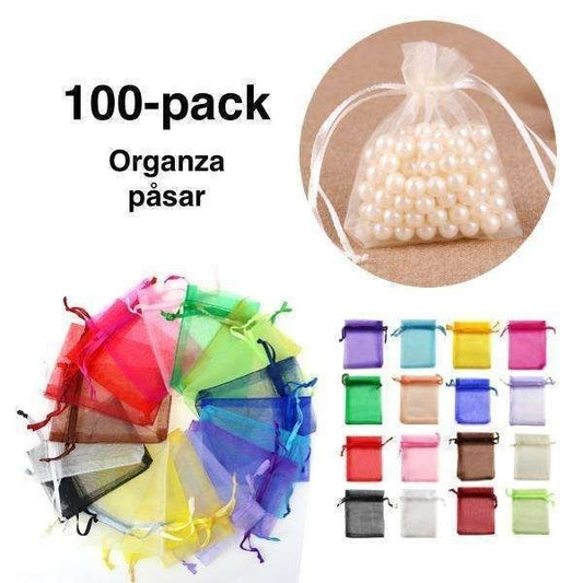 100pcs White Organza Bags, 9x7cm - Hand-sewn Gift Bags