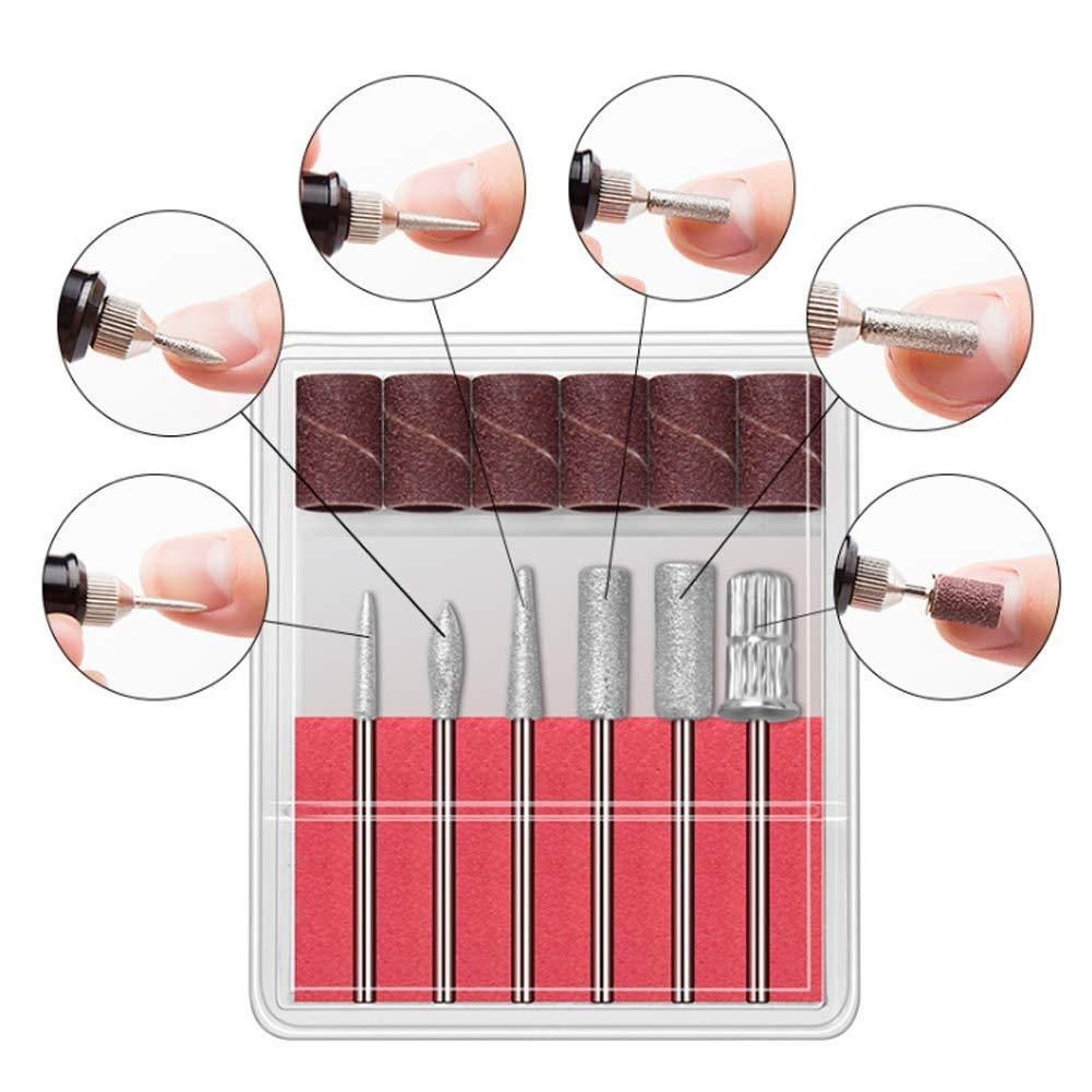6pc drill bits for electric file sanding bands, silver