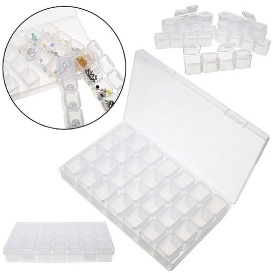 28-Slots Clear Diamond Painting Storage Box, Compatible with DIY Craft Organizers