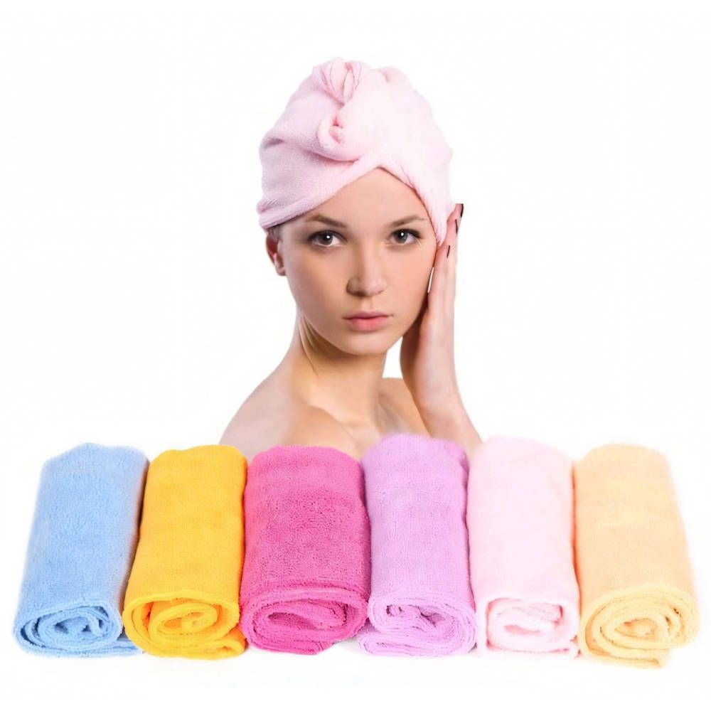 Microfiber hair towel turban, White
