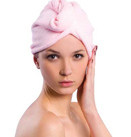 Microfiber hair turban towel, pink