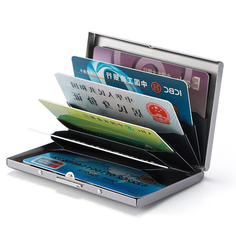 10-Card Slot RFID Protected Metal Wallet, Stainless Steel Card Holder with Compartments, Black