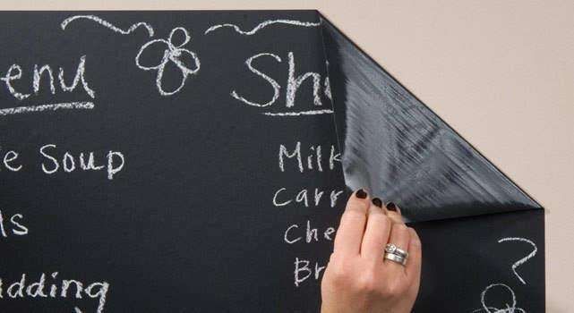 Reusable Self-Adhesive Chalk Poster with Crayons, Black