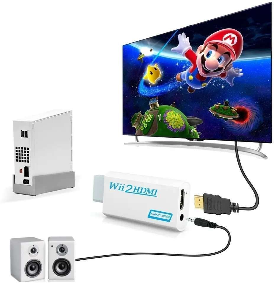 Wii to HDMI Adapter White, Compatible with Nintendo Wii Full HD 1080p