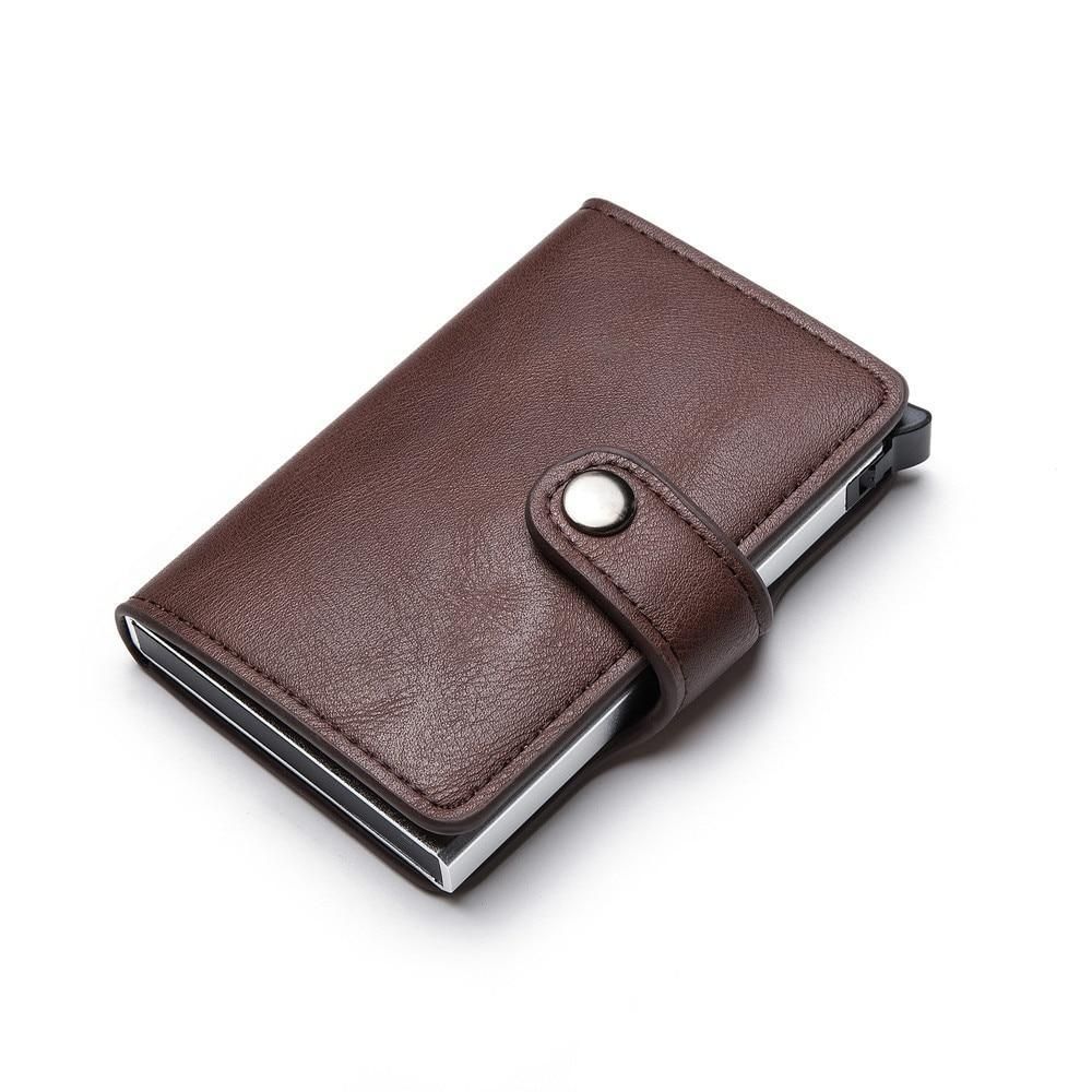 5 Cards Wallet Card Holder with RFID NFC Protection, Dark Brown