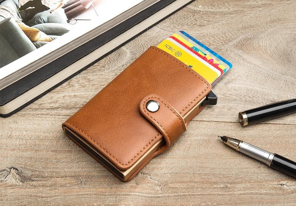 5 Cards Wallet Card Holder with RFID & NFC Protection, Dark blue