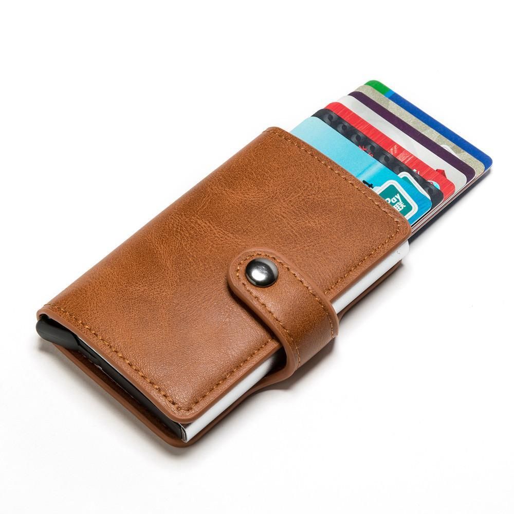 5 Cards Wallet Card Holder with RFID NFC Protection, Light brown