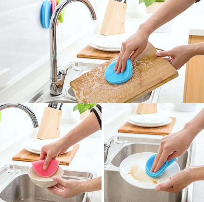 Silicone sponge for dishes, multi-color, with Magnic silicone dish sponge washing scrubber