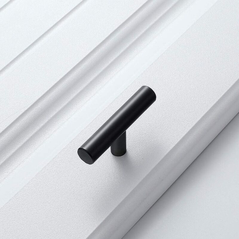 10 Pack Black Stainless Steel Kitchen Cabinet Door Handles, 50mm Hole Spacing