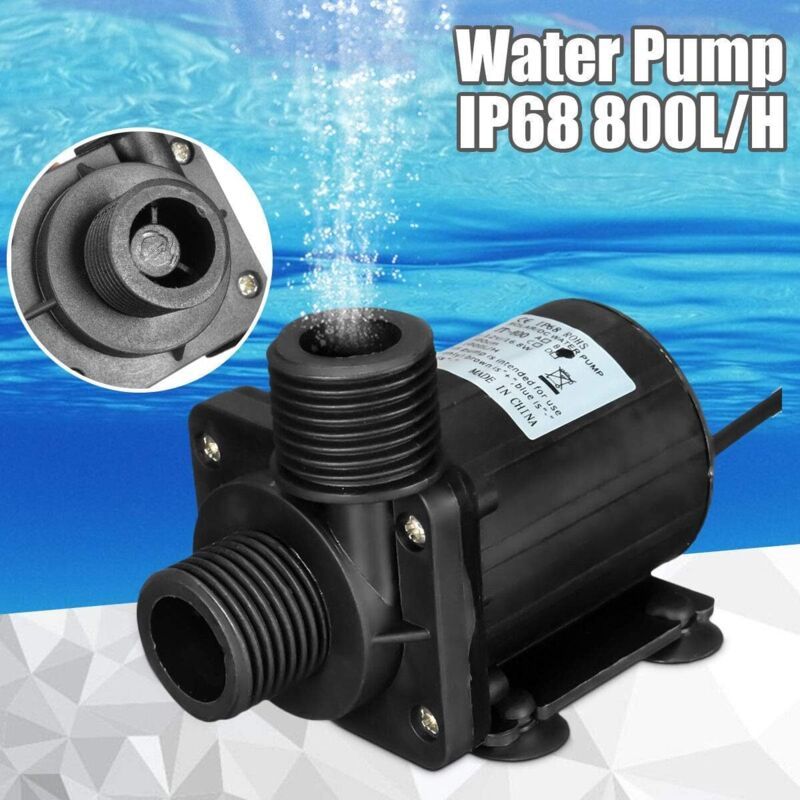 DC 12V Brushless Submersible Water Pump for Fountain Pool Solar Circulation, 800L per Hour 5M Lift