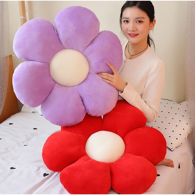 Yellow Flower Floor Pillow Plush Cushion for Kids Reading Nook and TV, 30cm