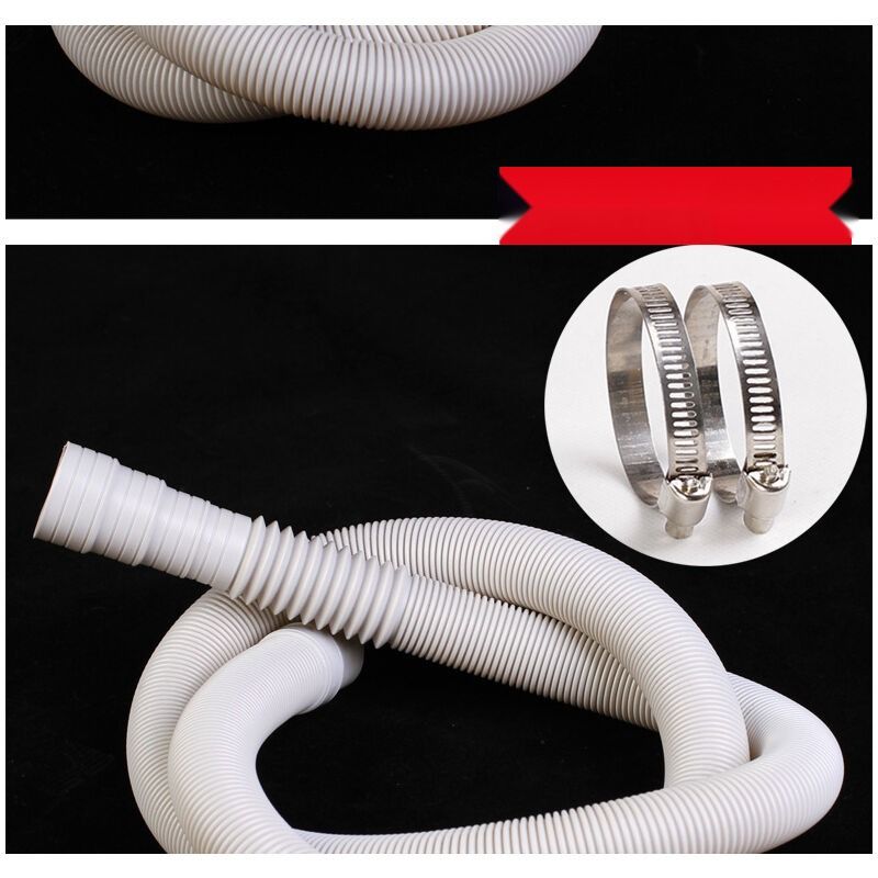Washing Machine Drain Hose Corrugated Plastic Extension Tube Grey, 2M