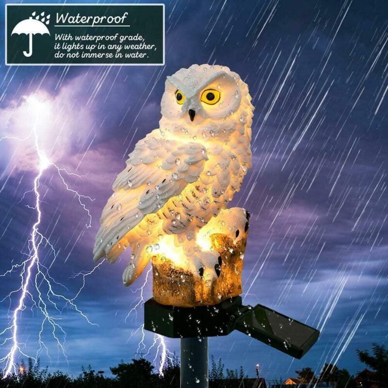 White Owl Solar Garden Light Waterproof Resin Landscape Lamp for Outdoor Garden Decoration