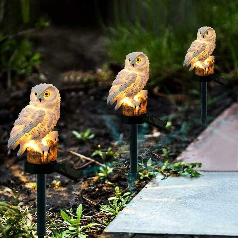 White Owl Solar Garden Light Waterproof Resin Landscape Lamp for Outdoor Garden Decoration