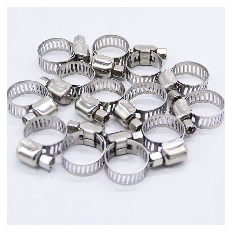 Adjustable Stainless Steel Hose Clamps for Fuel Lines Rubber Pipes and Fixed Clips, 13 to 19mm