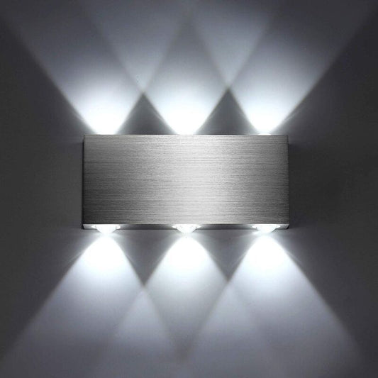 LED Wall Light 18W Indoor Square Aluminum Up Down Lamp Cool White for Bedroom Office Hallway