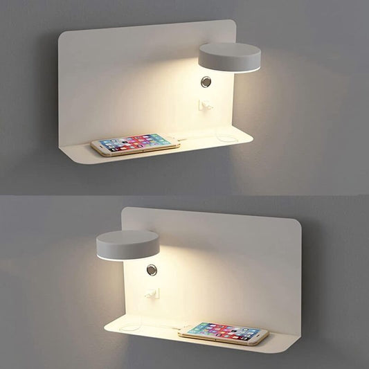 Left Side Adjustable LED Wall Light 12W with USB Charging Switch and 3 Color Temperatures, 330 Degree Rotation