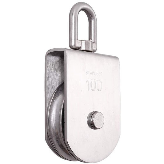 M100 Single Pulley Roller 304 Stainless Steel Heavy Duty Swivel Lifting Rope Block, 1000kg Load