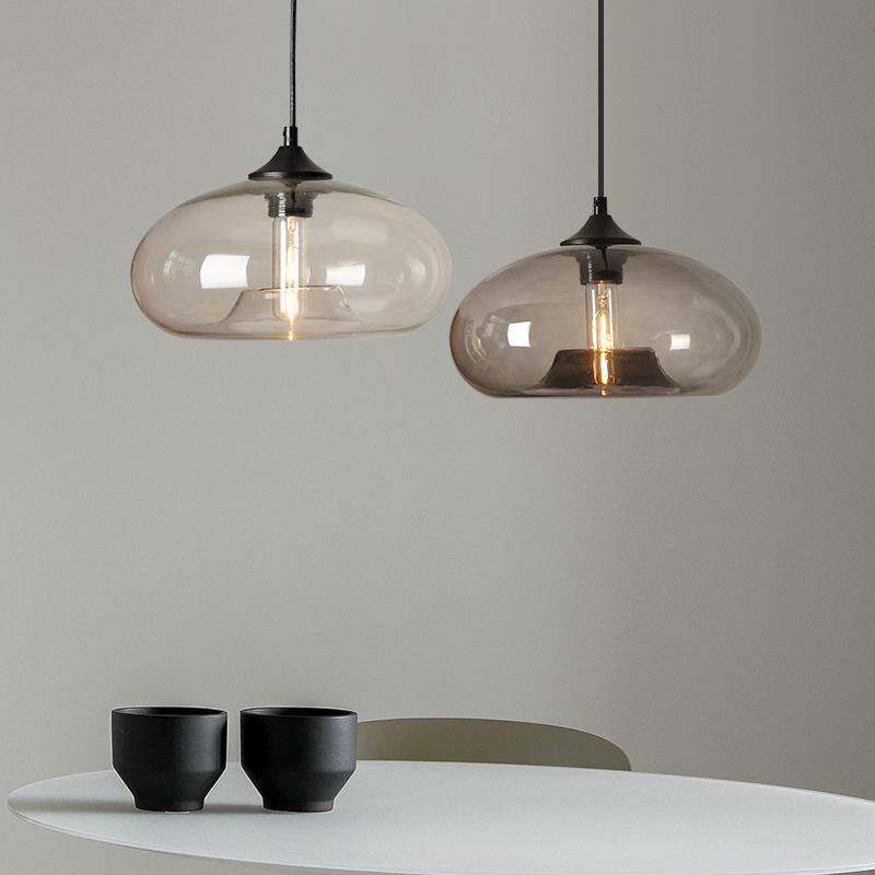 Vintage Industrial Red Glass E27 Pendant Lamp Retro Loft Chandelier for Kitchen Dining Bedroom