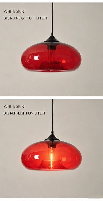 Vintage Industrial Red Glass E27 Pendant Lamp Retro Loft Chandelier for Kitchen Dining Bedroom