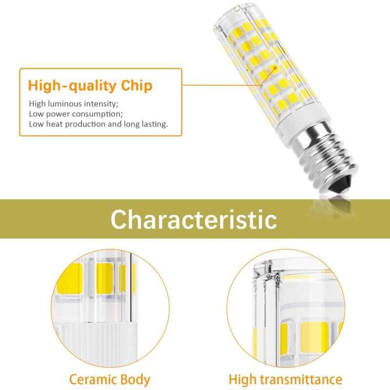 2 Pack E14 LED Hood Bulbs 5W 50W Halogen Equivalent Cool White Non Dimmable, 550lm 6000K