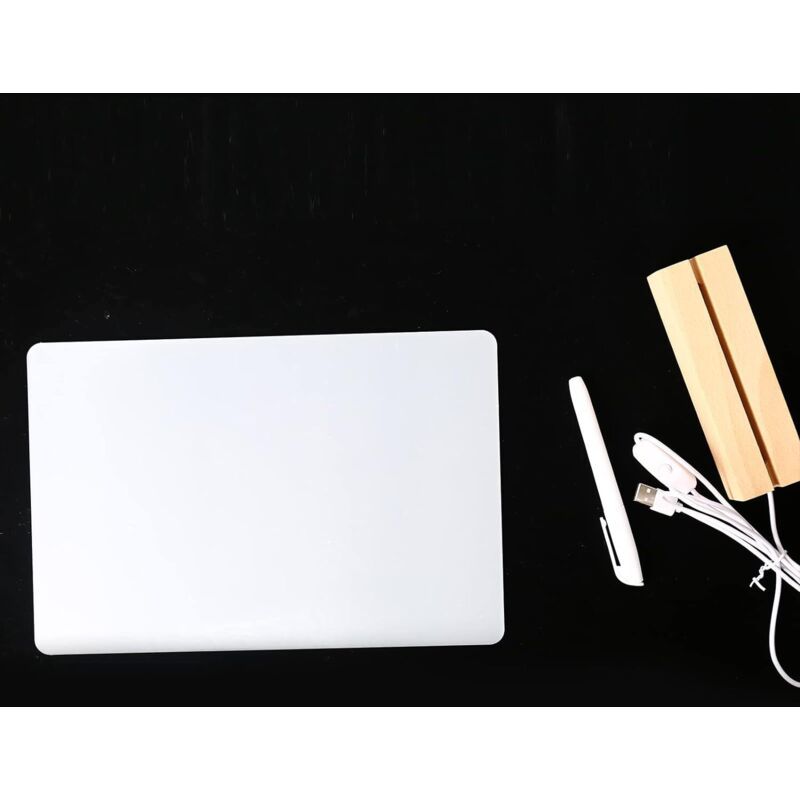 Luminous Transparent Acrylic Writing Board Clear Memo Message Frame Office Decoration, 30 x 20cm
