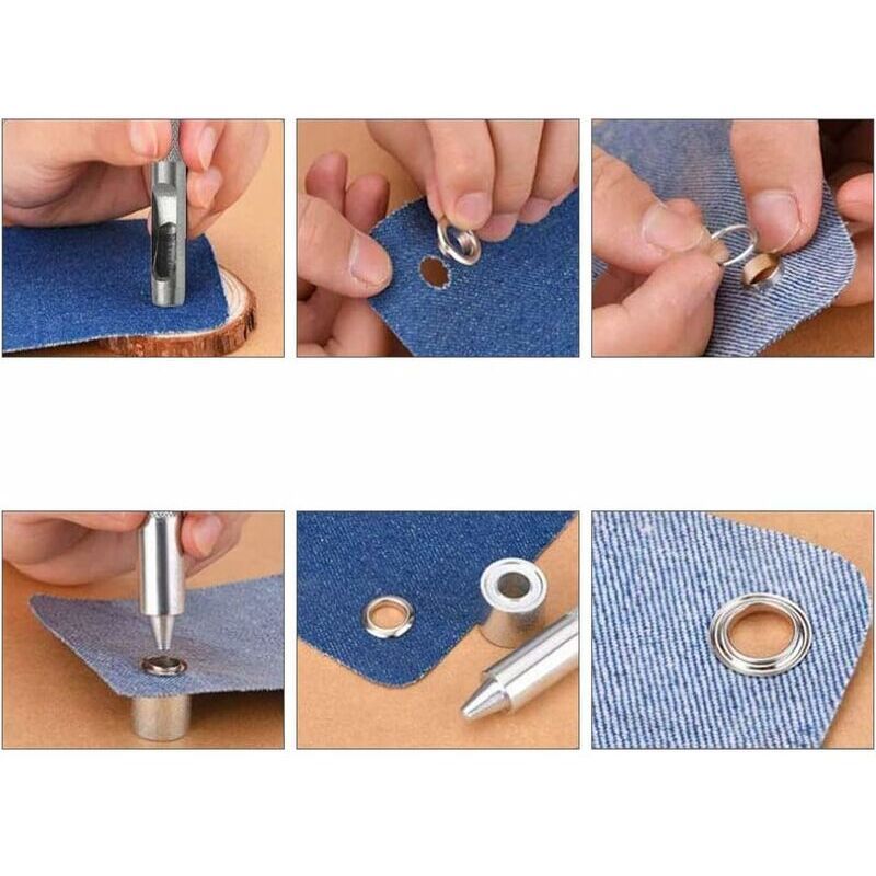 100 Pack Metal Grommet Eyelet Kit with Tools for Canvas Tarpaulin Tent Repair Silver, 14mm
