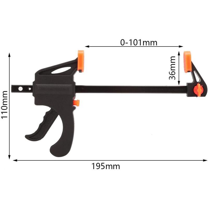 6 Pack F Shaped Clamps, Clamp with Tightening, Hand Tools for Carpentry, Wooden Door, 4inch