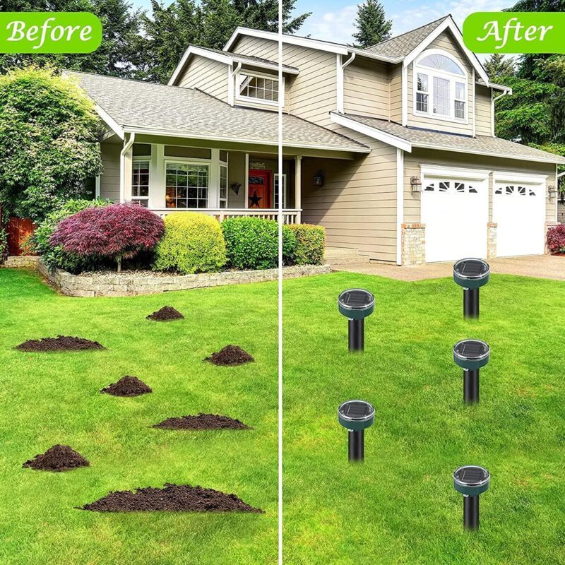 4 Pieces Solar Mole Repeller, Ultrasonic Pest Repeller Mole Control with IP65 Waterproof, Garden Mole Repellent Mole Repellent