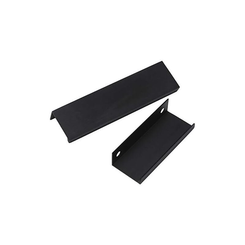 10 Pack Cabinet Hardware, Finger Edge Handles, Furniture Kitchen Door Drawer Handle, Concealed Pull Handles, Hole Pitch Long Black, 256mm, 300mm