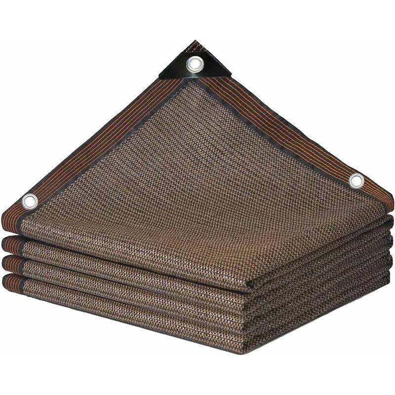 UV Protection Shade Net Breathable Cooling Balcony Garden Netting with Eyelets Heat Resistant Windproof Shade Cloth, Brown, 3 x 5m