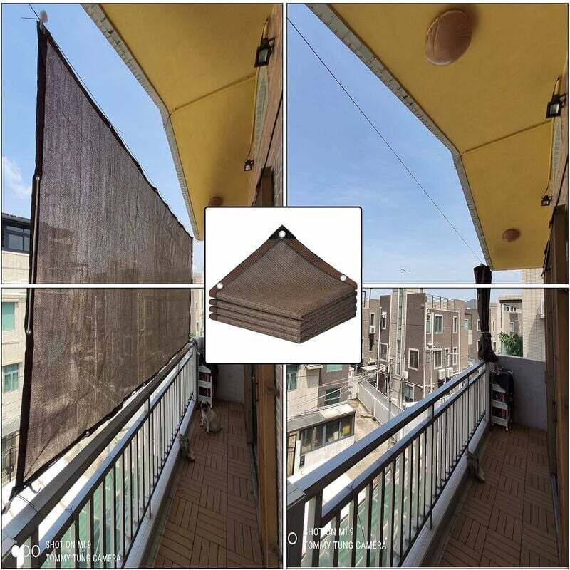 UV Protection Shade Net Breathable Cooling Balcony Garden Netting with Eyelets Heat Resistant Windproof Shade Cloth, Brown, 3 x 5m