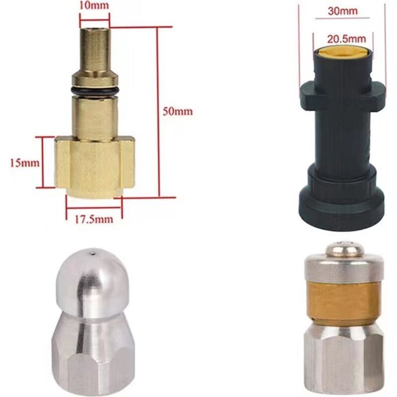 Drain Cleaning Sewer Hose Kit Compatible with Karcher K2 K3 K4 K5 K6 K7 and Lavor Pressure Washers, 15m