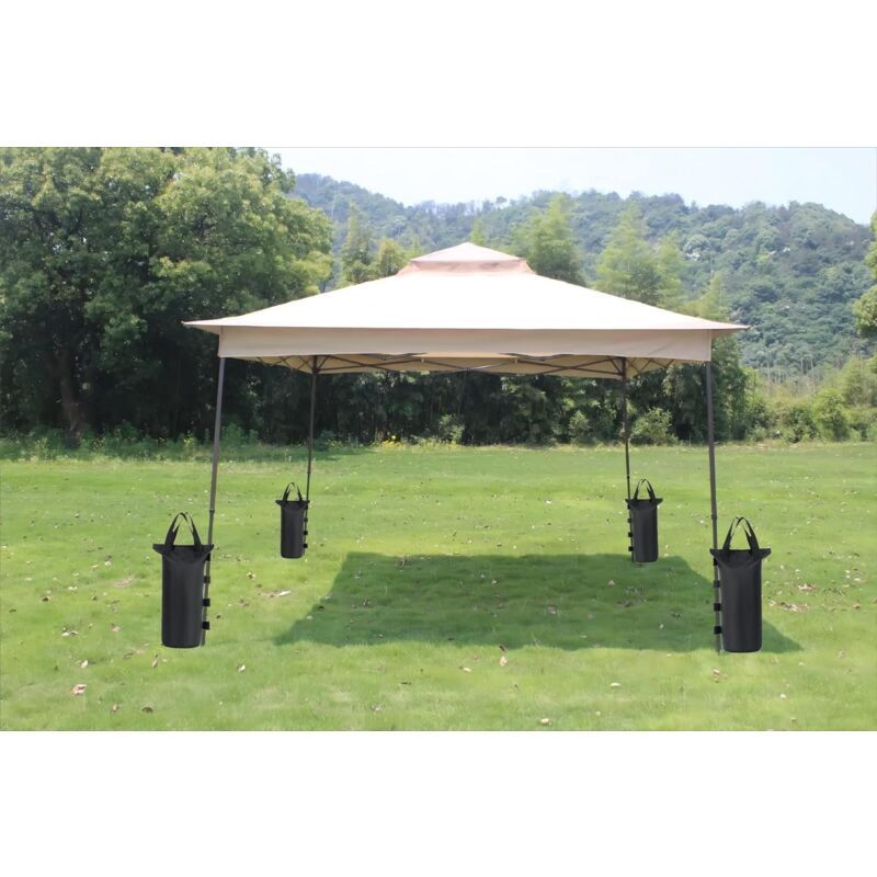 4 Pack Heavy Duty Weight Bags Double Stitched Leg Weights for Pop up Awning Tent Weighted Feet Sandbag Outdoor Bag Black, Round, Black, 15 x 49cm