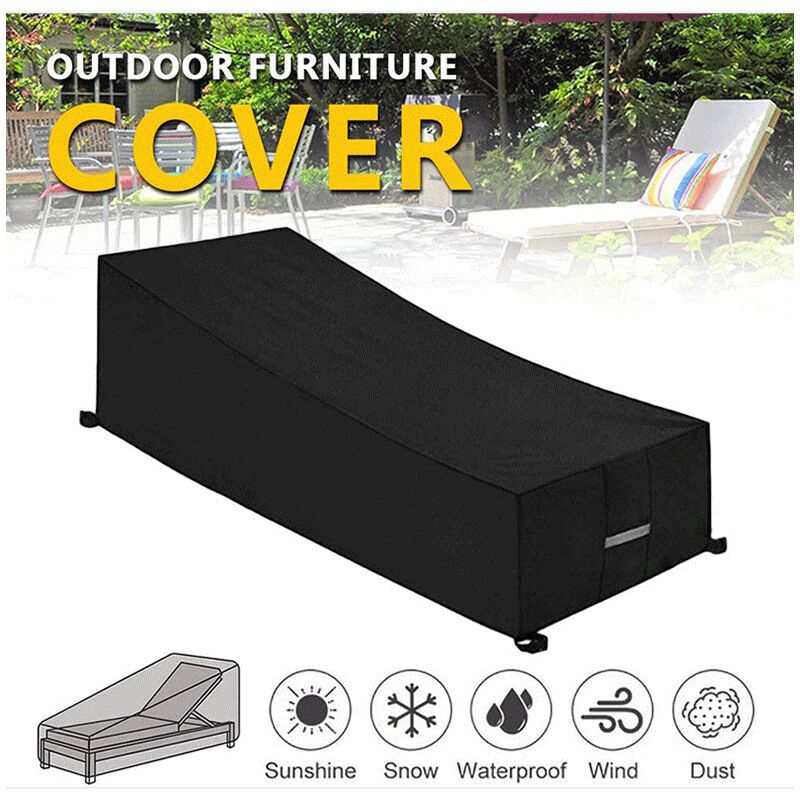Protective Cover, Waterproof, Windproof, Anti UV, 210D Oxford Fabric Protective Cover for Sun Lounger, Deckchair, 210x75x40, Black, 80cm