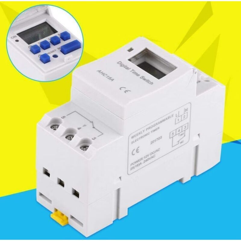 Programmable Digital Timer, Digital Timer, LCD Display, Weekly Digital Timer with Programming, DIN Rail Programmable Digital Timer, 220V