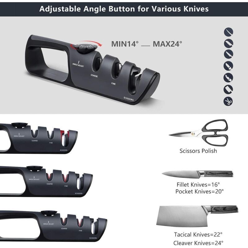 Kitchen Sharpener Professional Knife Sharpener, Knife Sharpener with Non Slip Eraser for Knives, Scissors Knife Sharpeners